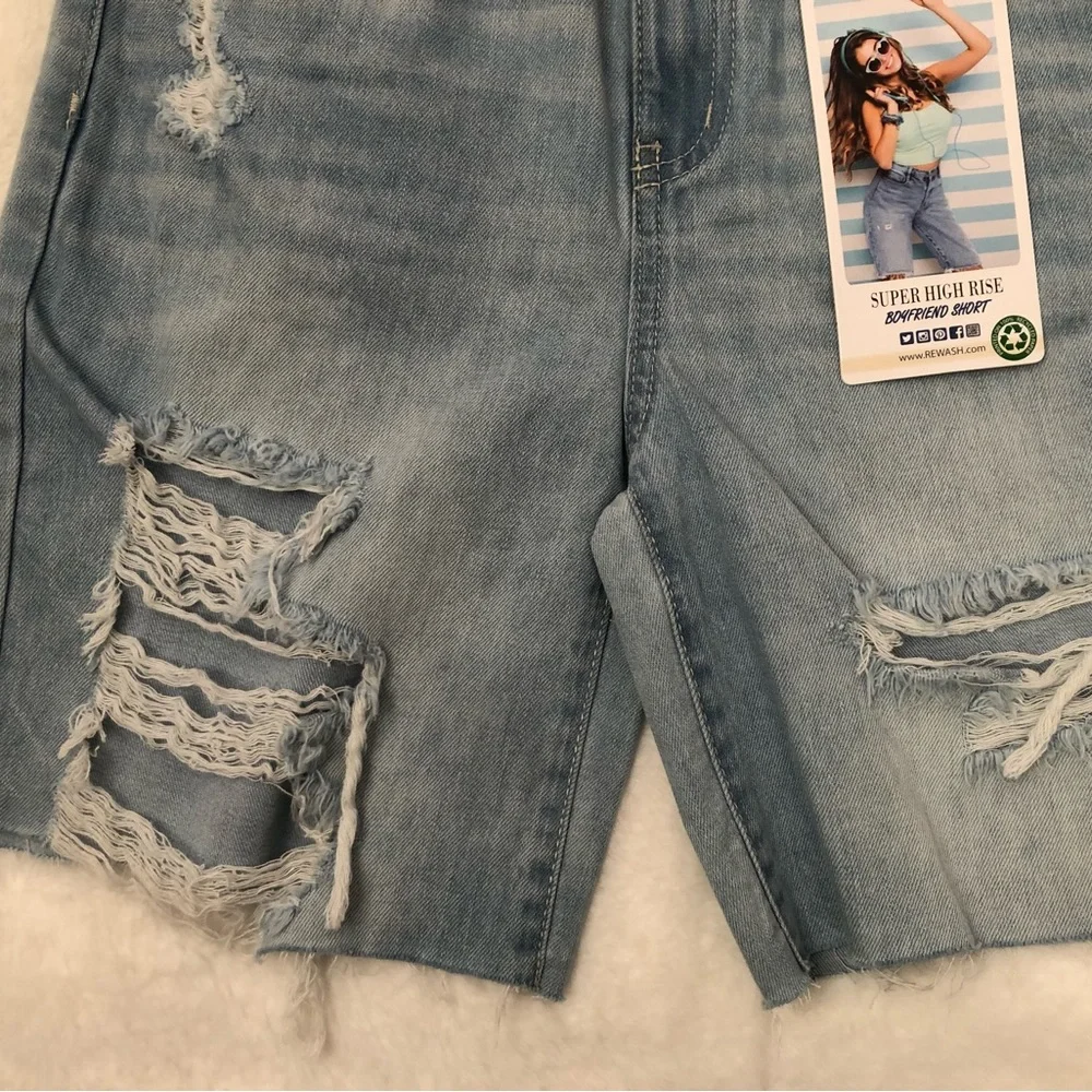 REWASH SIZE 24 SUPER HIGH RISE BOYFRIEND DENIM SHORTS VINTAGE REUNION NWT - Picture 5 of 14